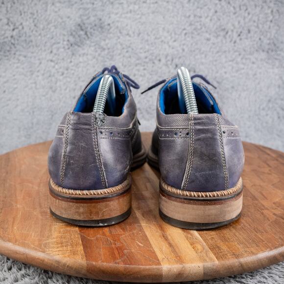Jose Real Florence Men Size 41 (US 8.5) Wingtip Oxford Black/Bluish Gray Italy - Picture 4 of 7